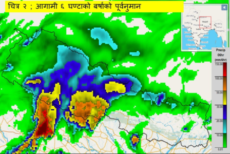 लुम्बिनी र गण्डकी प्रदेशमा राती ९ बजेसम्म भारी वर्षा हुने