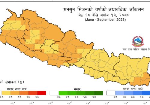 यस वर्ष मनसुनमा सरदर भन्दा ३५%-५५% कम वर्षा हुने सम्भावना