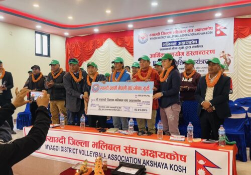 म्याग्दीको भलिवल खेल विकासमा प्रवासीको बलियो साथ