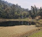 Locals cleaning the weed-covered Paryvarani lake