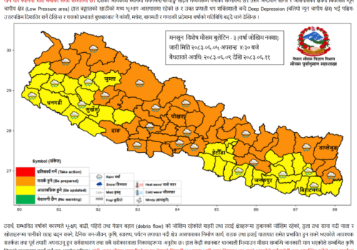 गण्डकी र लुम्बिनीमा ‘अति भारी’ वर्षाको चेतावनी, उच्च सतर्कता अपनाउन महाशाखाको अपिल